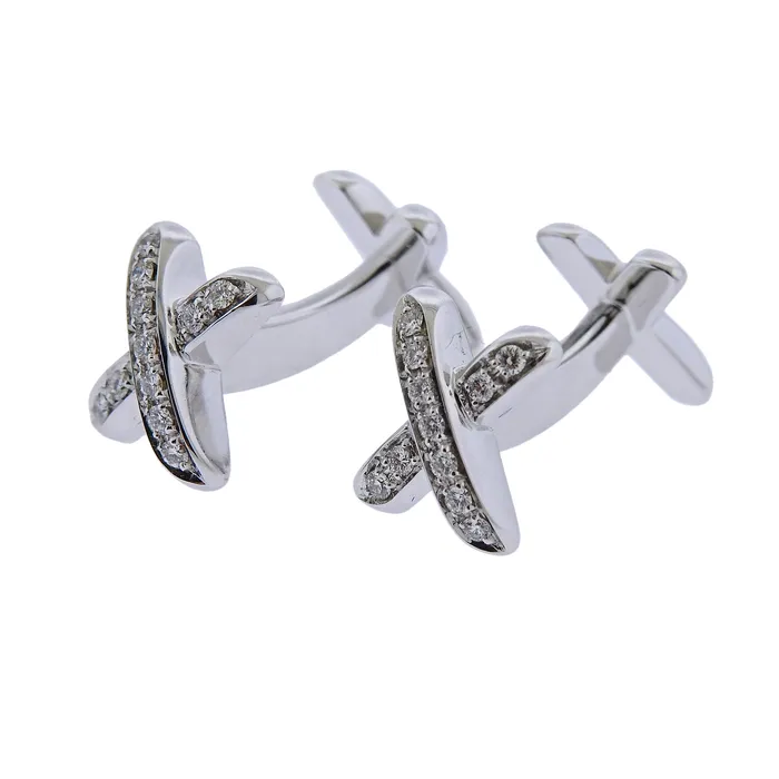 Tiffany Co Classic X Gold Diamond Cufflinks Tiffany Co PreStyled Sets
