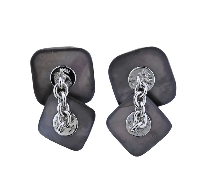 Trianon Necklaces Trianon Mother of Pearl Iolite Gold Cufflinks