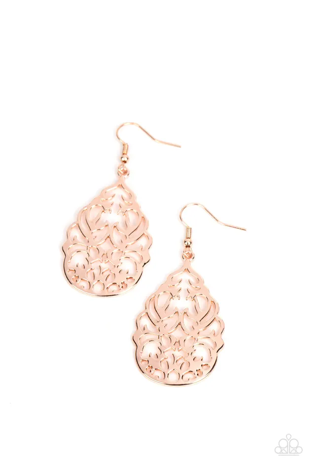 Vineyard Vista RoseGold Earrings Jewelry by Bretta Paparazzi Accessories Earrings