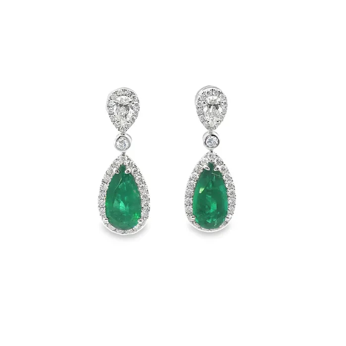 YaninaCo Jewelry Earrings Emerald and Diamond Drop Earrings