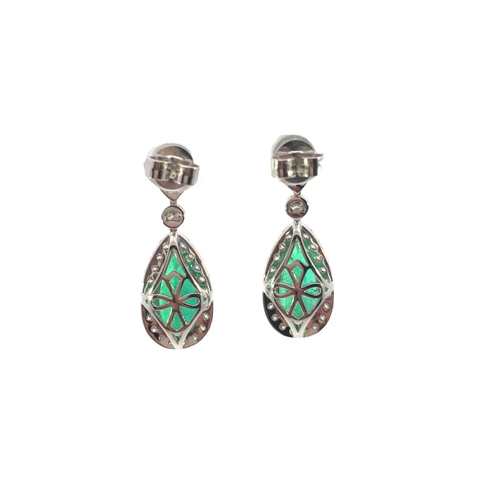 YaninaCo Jewelry Earrings Emerald and Diamond Drop Earrings