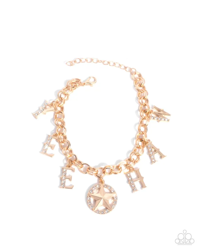 Yeehaw Yell Gold Bracelet Jewelry by Bretta Paparazzi Accessories Bracelets