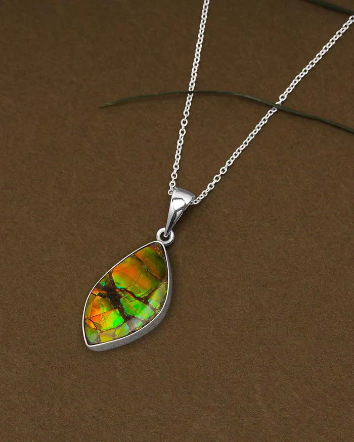1090 Ct Ammolite 925 Sterling Silver Necklace Pendant Jewelry YoTreasure Necklaces