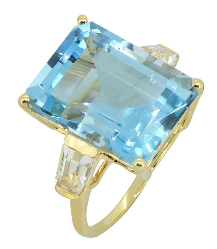 1121 Ct Sky Blue Topaz Solid 14K Yellow Gold Ring Jewelry YoTreasure Rings 1121 Ct Sky Blue Topaz Solid 14K Yellow Gold Ring Jewelry YoTreasure Rings