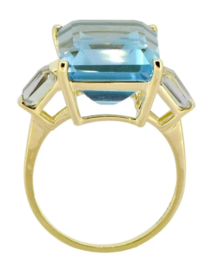 1121 Ct Sky Blue Topaz Solid 14K Yellow Gold Ring Jewelry YoTreasure Rings