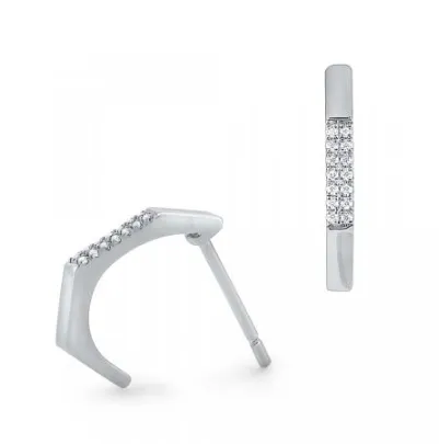 14k White Gold Diamond Geometric Hoop Earrings I7964 KC Designs Earrings