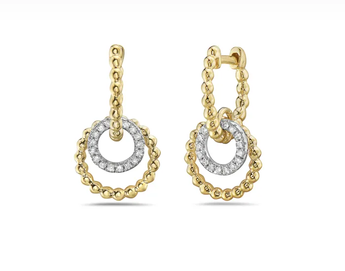 14k Yellow Gold Two Tone Diamond Beaded Circle Hoop Earrings I7561 Bassali Earrings 14k Yellow Gold Two Tone Diamond Beaded Circle Hoop Earrings I7561 Bassali Earrings