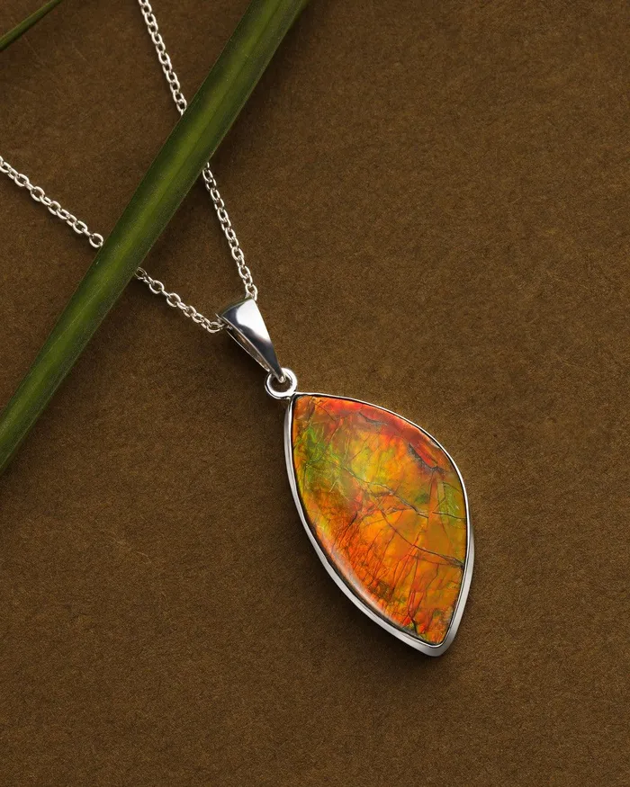 1570 Ct Ammolite Solid 925 Sterling Silver Chain Necklace Pendant YoTreasure Necklaces