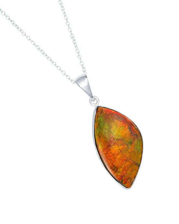1570 Ct Ammolite Solid 925 Sterling Silver Chain Necklace Pendant YoTreasure Necklaces