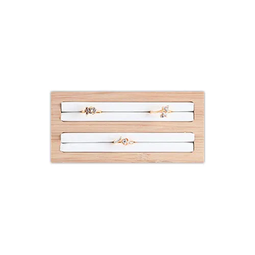 5 34 x 3 Wood White Leatherette 2 Row Ring Display Stand JPIDisplay Rings