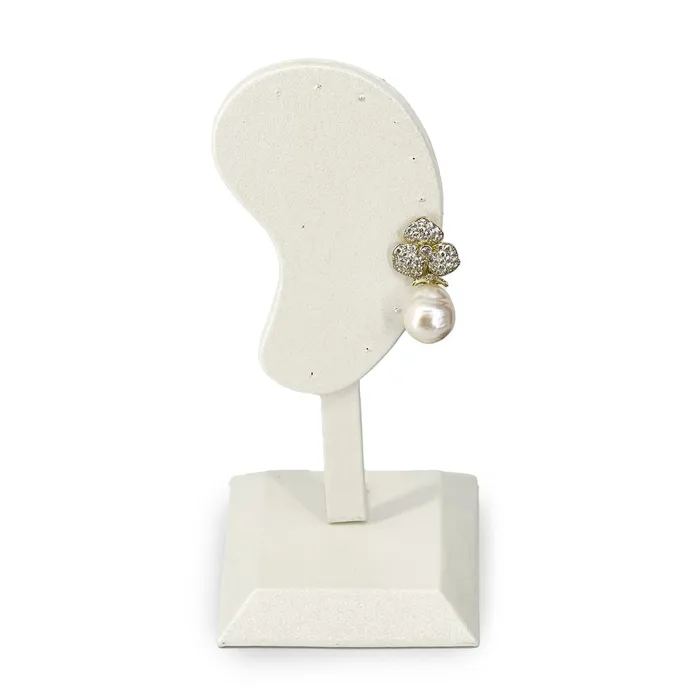 6 12 Light Beige Burlap Ear Shaped Earring Display Stand JPIDisplay Earrings