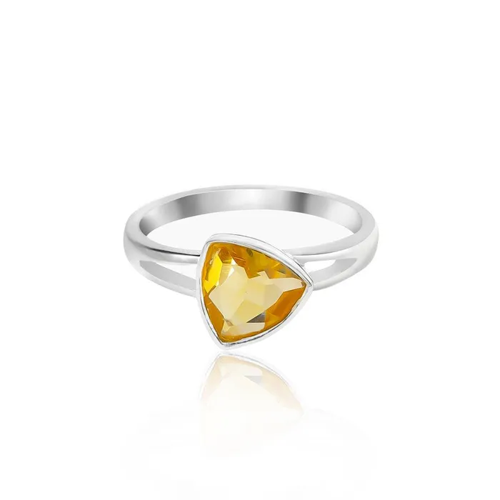 8 MM Natural Trillion Shape Citrine 925 Sterling Silver Cocktail Ring YoTreasure Rings 8 MM Natural Trillion Shape Citrine 925 Sterling Silver Cocktail Ring YoTreasure Rings