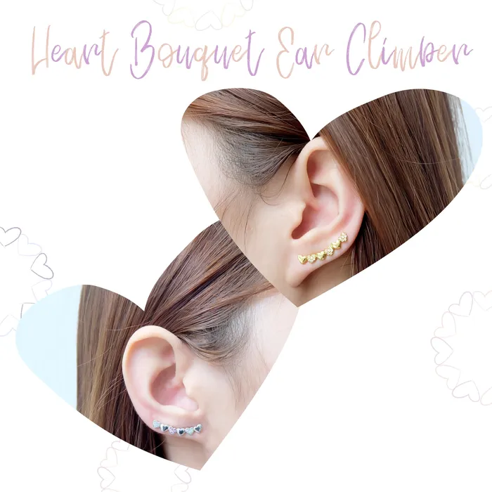 acemijewelry Earrings Heart Bouquet Ear Climber