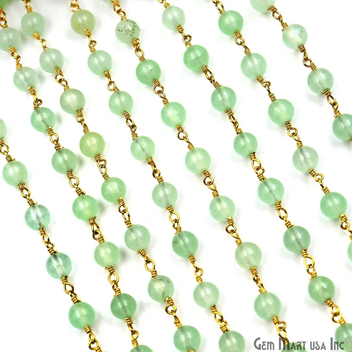 Aqua Jade Cabochon Beads 6mm Gold Plated Gemstone Rosary Chain GemMartUSA PreStyled Sets Aqua Jade Cabochon Beads 6mm Gold Plated Gemstone Rosary Chain GemMartUSA PreStyled Sets