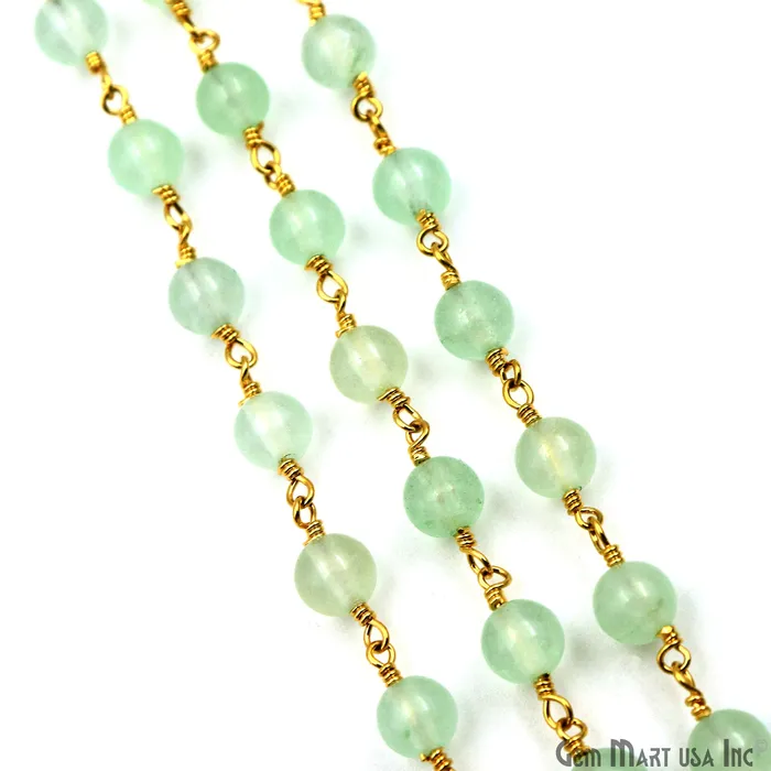 Aqua Jade Cabochon Beads 6mm Gold Plated Gemstone Rosary Chain GemMartUSA PreStyled Sets Aqua Jade Cabochon Beads 6mm Gold Plated Gemstone Rosary Chain GemMartUSA PreStyled Sets
