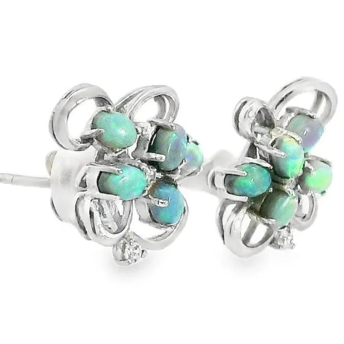 Australian Opal Black Earrings set in Sterling Silver Australian Opal Cutters Earrings Australian Opal Black Earrings set in Sterling Silver Australian Opal Cutters Earrings