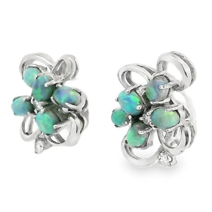 Australian Opal Black Earrings set in Sterling Silver Australian Opal Cutters Earrings Australian Opal Black Earrings set in Sterling Silver Australian Opal Cutters Earrings