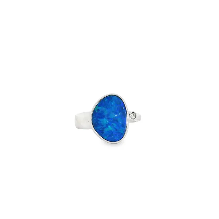 Australian Opal Cutters Rings Australian Doublet Opal Ring Set in Sterling Silver