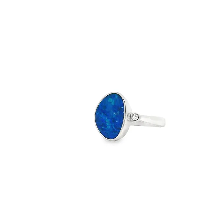 Australian Opal Cutters Rings Australian Doublet Opal Ring Set in Sterling Silver