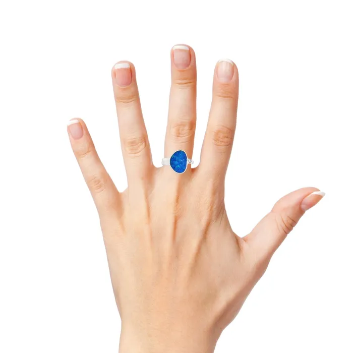 Australian Opal Cutters Rings Australian Doublet Opal Ring Set in Sterling Silver