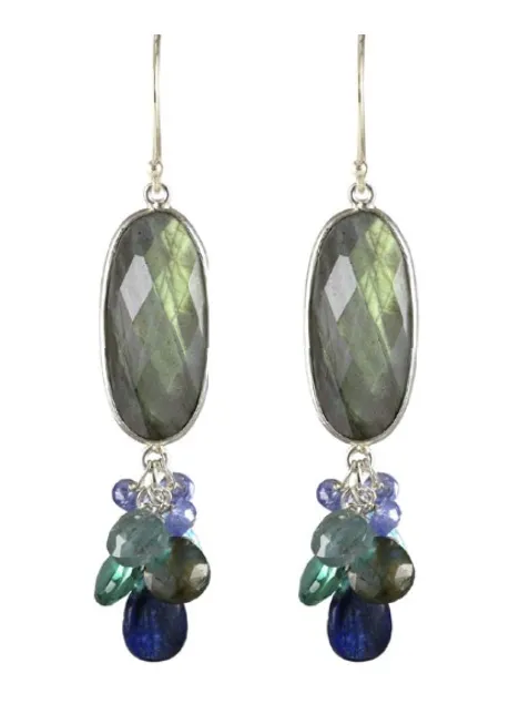 AVF Earrings AVF Silver Oval Bezel Labradorite with Kyanite Quartz Blue Topaz Moss Aqua Tanzanite Earrings SI6742 AVF Earrings AVF Silver Oval Bezel Labradorite with Kyanite Quartz Blue Topaz Moss Aqua Tanzanite Earrings SI6742