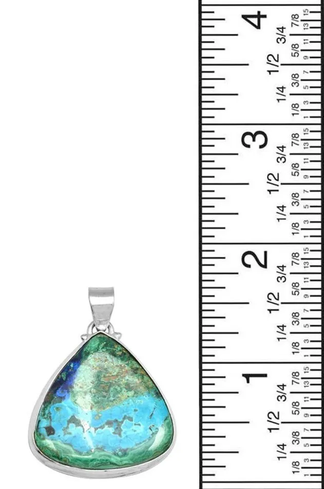Azurite Malachite 1 34 Long 925 Solid Sterling Silver Pendant With 18 Chain YoTreasure Necklaces