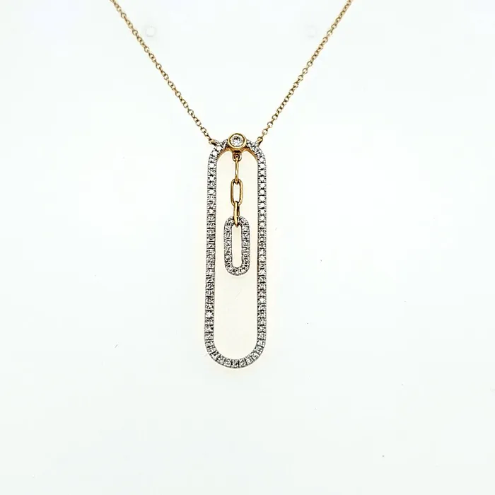 Bassali Necklaces 14k Yellow Gold Double Diamond Paperclip Necklace I8406 Bassali Necklaces 14k Yellow Gold Double Diamond Paperclip Necklace I8406