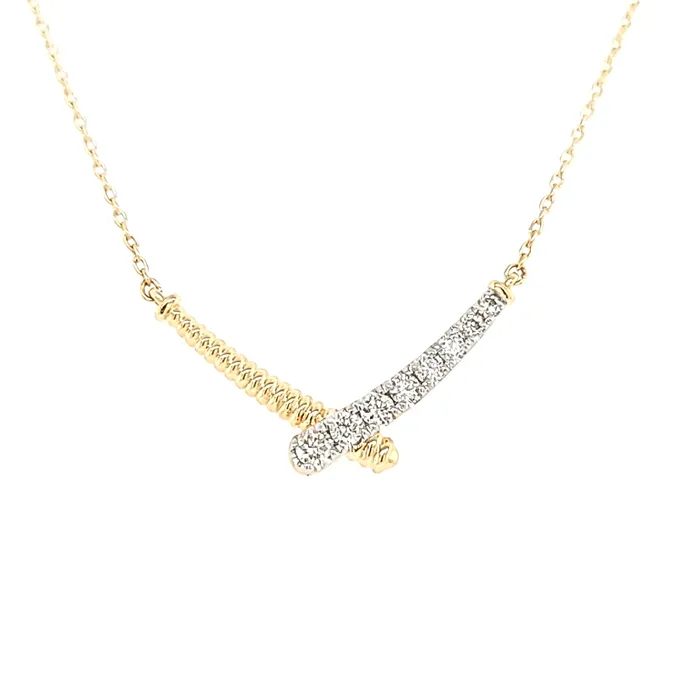 Bassali Necklaces Yellow Gold Diamond Crossover Necklace I7555