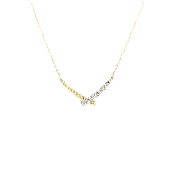 Bassali Necklaces Yellow Gold Diamond Crossover Necklace I7555