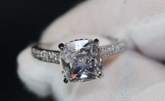 Big Carat Engagement Ring Cushion Cut Diamond Ring Womens Engagement Ring Lab Diamonds London Rings