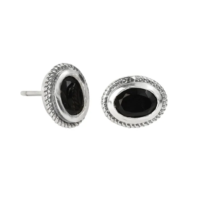Black Onyx Solid 925 Sterling Silver Rope Design Stud Earrings YoTreasure Earrings Black Onyx Solid 925 Sterling Silver Rope Design Stud Earrings YoTreasure Earrings