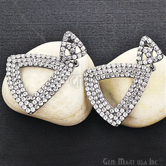 Black Plated Studded With Micro Pave White Topaz 45x29mm Dangle Earring GemMartUSA Earrings