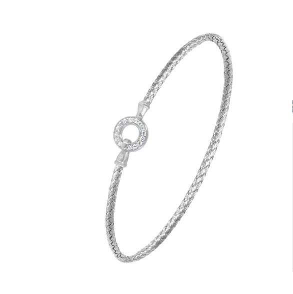 Bracelets Charles Garnier Sterling Silver Mesh Bangle Bracelet with CZ Circle Clasp SI5295 Bracelets Charles Garnier Sterling Silver Mesh Bangle Bracelet with CZ Circle Clasp SI5295
