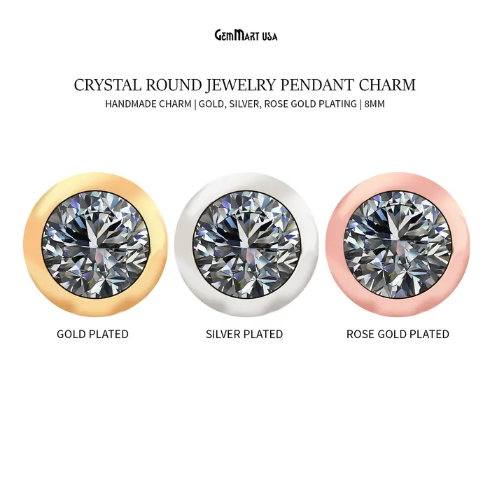 Bracelets GemMartUSA Cubic Zirconia Crystal Round 8mm Jewelry Pendant Charm Gemstone Bracelet Charm Bracelets GemMartUSA Cubic Zirconia Crystal Round 8mm Jewelry Pendant Charm Gemstone Bracelet Charm