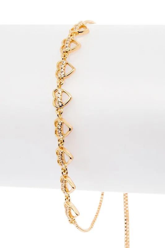 Bracelets LA Jewelry Plaza Micro CZ Pave Dainty Heart Charm String Bracelet