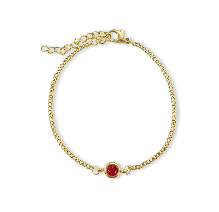 Bracelets Mai Dsire DELILAH GOLD DAINTY RUBY BIRTHSTONE BRACELET JULY