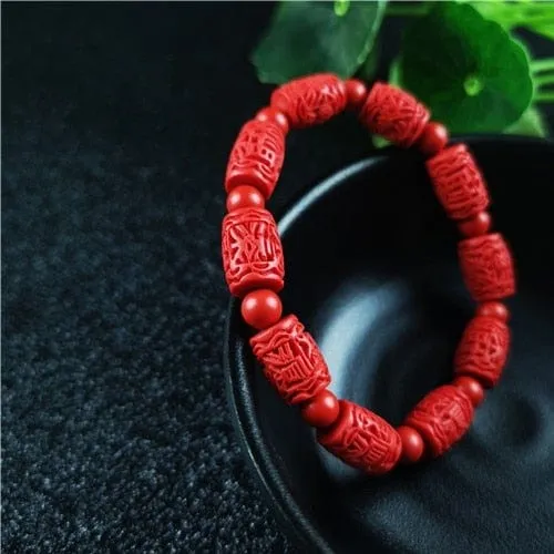 Bracelets My Zen Temple Red Cinnabar Carved Bracelet