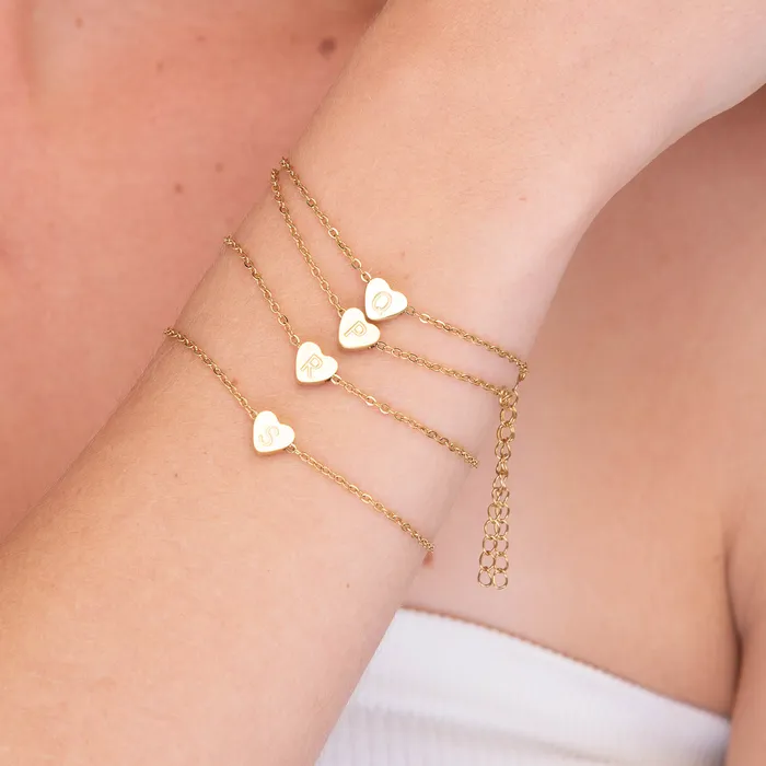 Bracelets The Heart Pendant Initial Letter Bracelet Camile Stone
