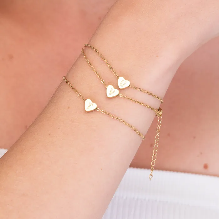 Bracelets The Heart Pendant Initial Letter Bracelet Camile Stone