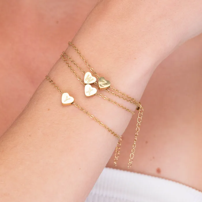 Bracelets The Heart Pendant Initial Letter Bracelet Camile Stone