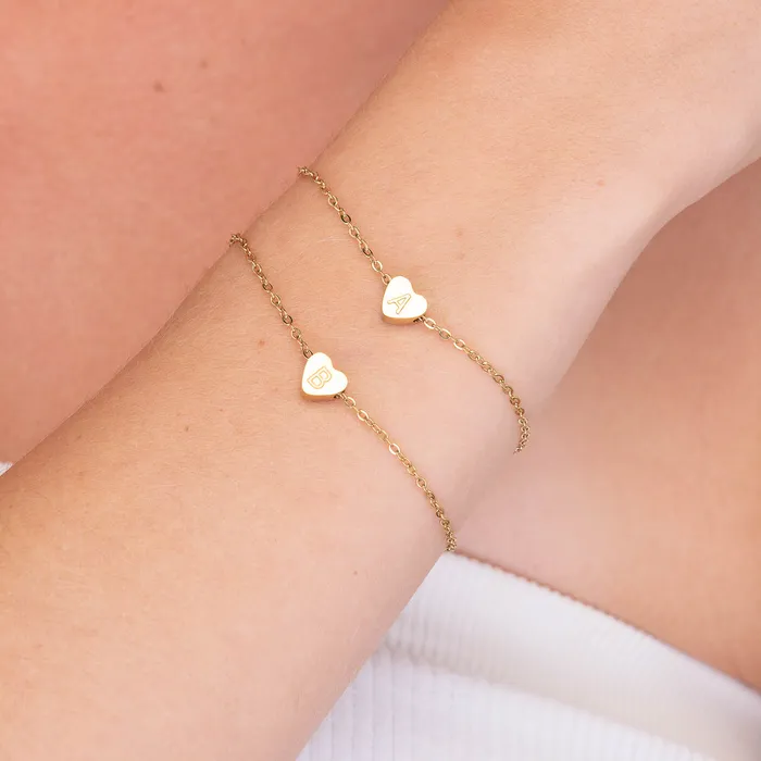 Bracelets The Heart Pendant Initial Letter Bracelet Camile Stone