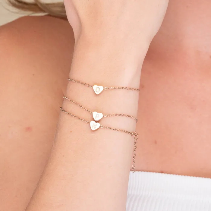 Bracelets The Heart Pendant Initial Letter Bracelet Camile Stone