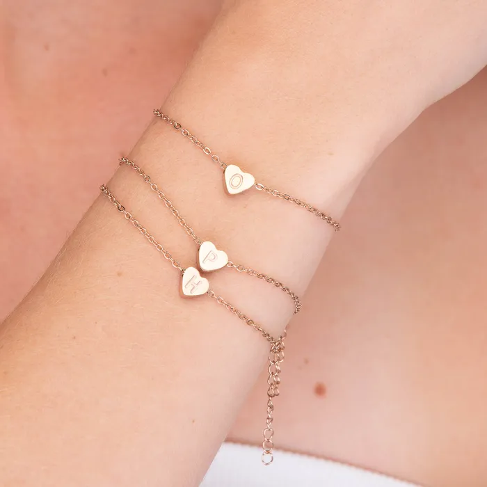 Bracelets The Heart Pendant Initial Letter Bracelet Camile Stone