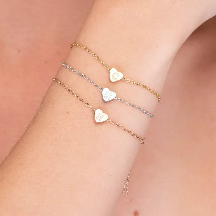 Bracelets The Heart Pendant Initial Letter Bracelet Camile Stone