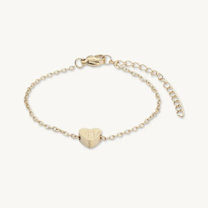 Bracelets The Heart Pendant Initial Letter Bracelet Camile Stone