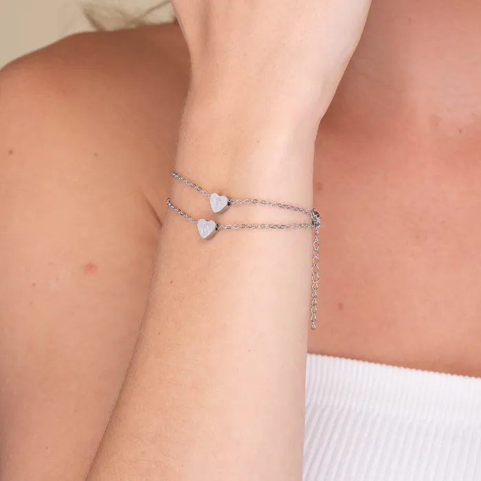 Bracelets The Heart Pendant Initial Letter Bracelet Camile Stone