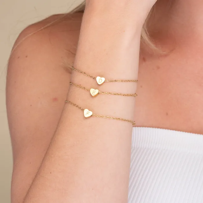 Bracelets The Heart Pendant Initial Letter Bracelet Camile Stone