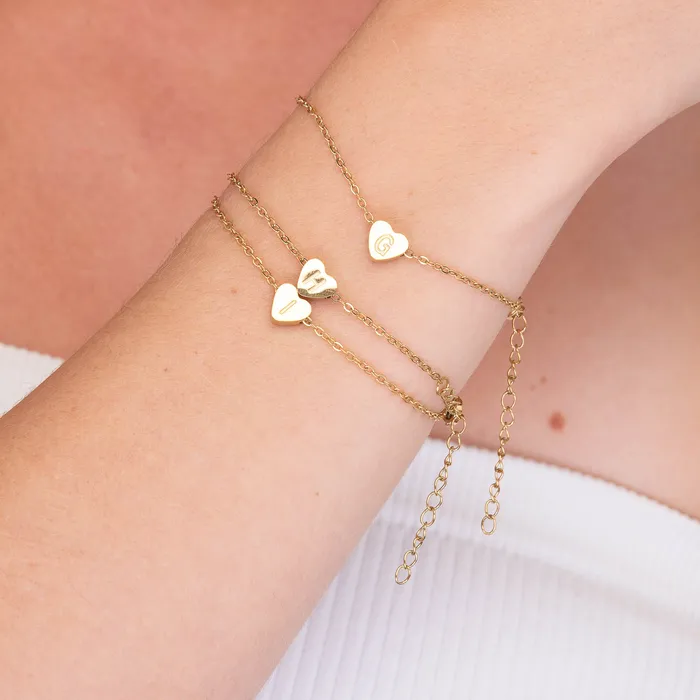 Bracelets The Heart Pendant Initial Letter Bracelet Camile Stone