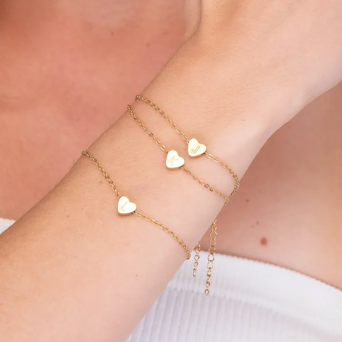 Bracelets The Heart Pendant Initial Letter Bracelet Camile Stone