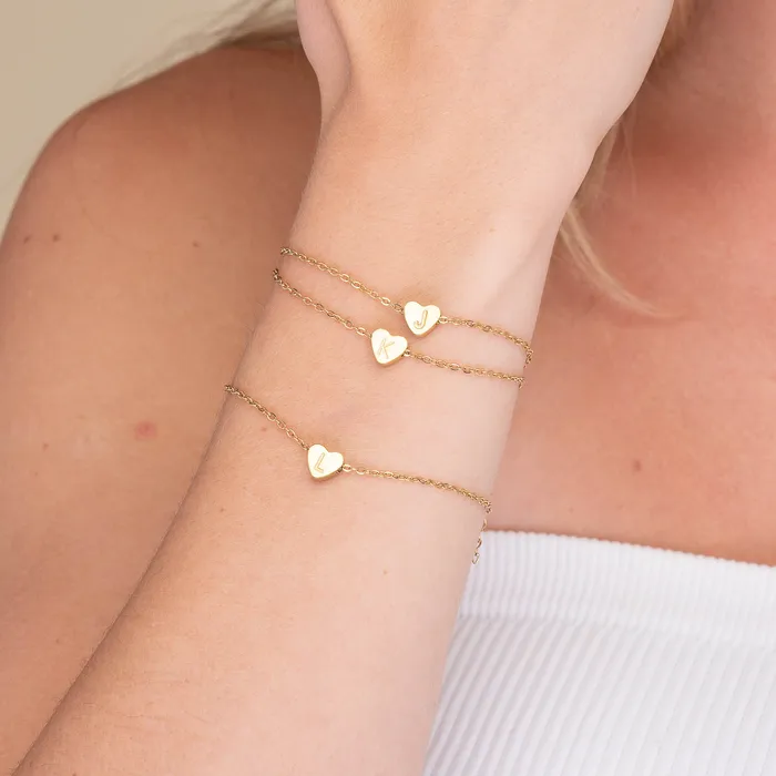 Bracelets The Heart Pendant Initial Letter Bracelet Camile Stone